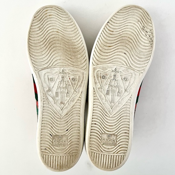 GUCCI || Ace Strawberry GG Supreme Monogram Web Striped Sneakers US 8 EU 38 - Picture 15 of 16